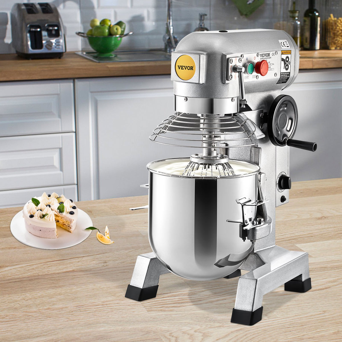 VEVOR Commercial Stand Mixer 15 L, 850 W, 3 Speeds, with Hook, Whisk and Paddle