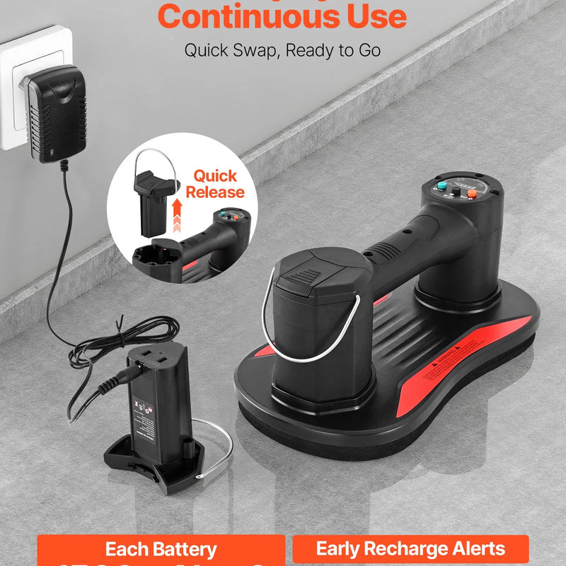 VEVOR elektriskais vakuuma piesūceknis, maksimālā celtspēja 170 kg, stikla pacēlājs ar digitālo displeju, lieljaudas piesūcekņa instruments flīžu, granīta, koka, bruģa, ģipškartona un logu celšanai