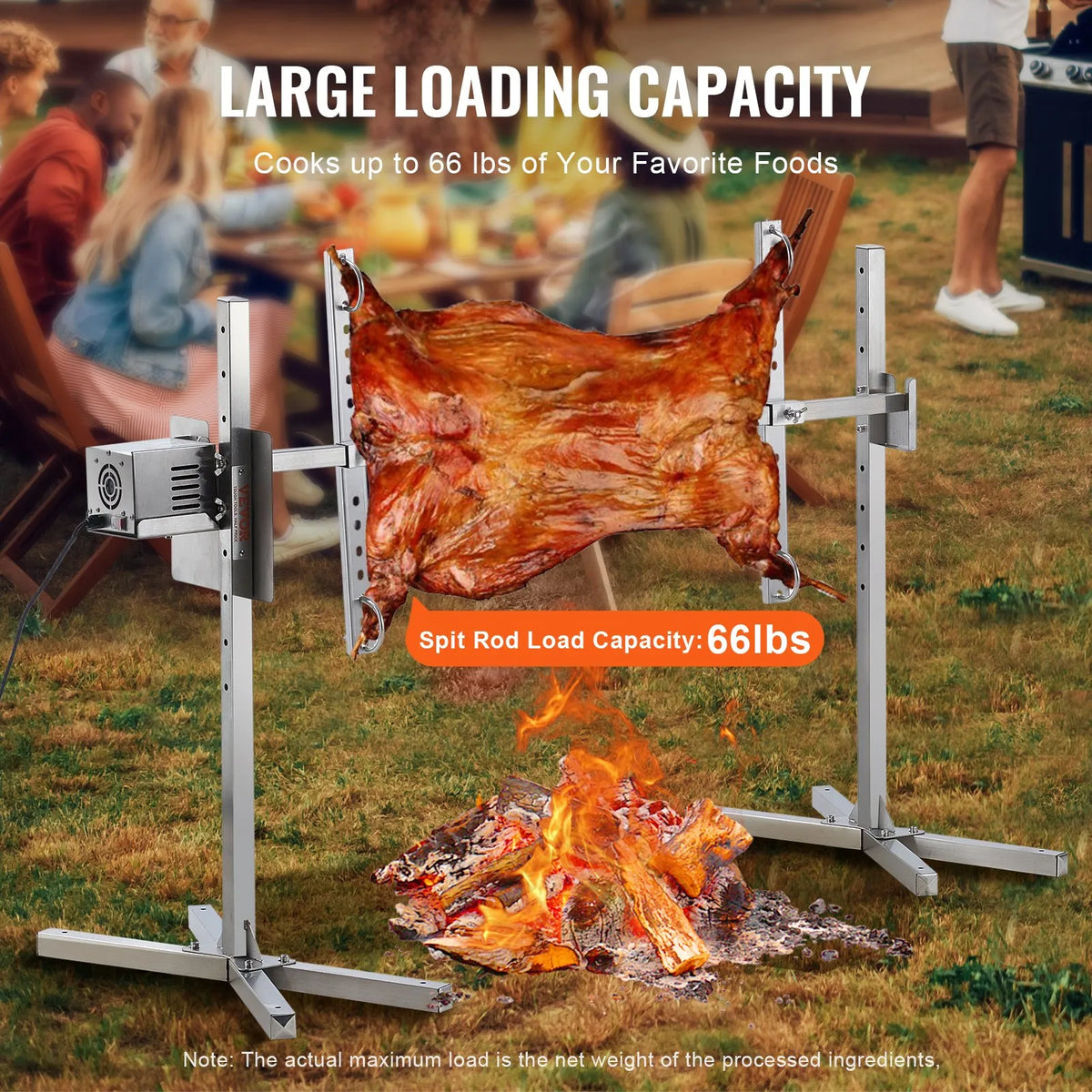 VEVOR 116.8 cm Electric BBQ Rotisserie Grill Kit, Stainless Steel Grill, for Pig or Lamb up to 59.9 kg