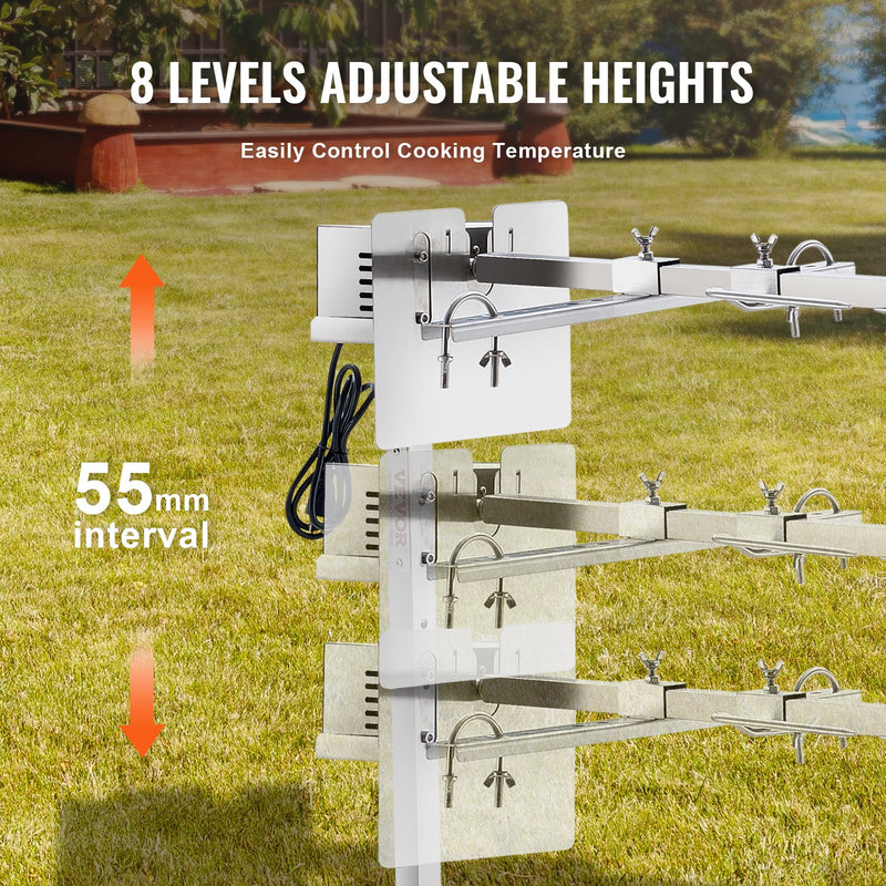 VEVOR 116 cm Elektriskais BBQ Rotējošais Grils, Nerūsējošā Tērauda, 60 kg Cūkgaļai un Aitai