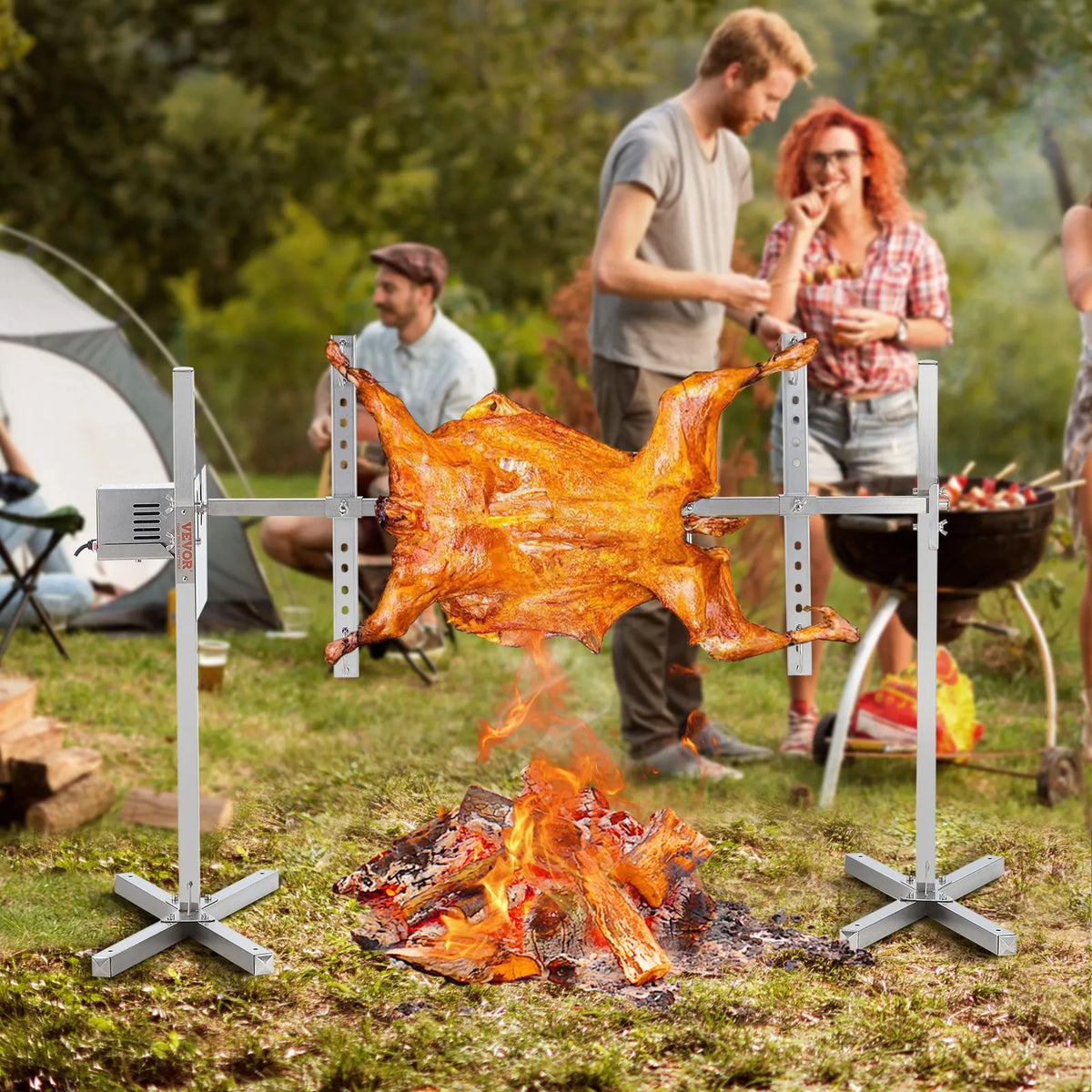 VEVOR 116.8 cm Electric BBQ Rotisserie Grill Kit, Stainless Steel Grill, for Pig or Lamb up to 59.9 kg