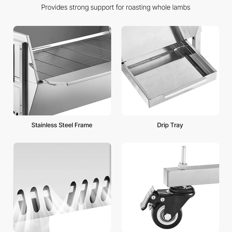 VEVOR rotējošais grils – 60W elektriskais cepšanas grils cūkai, jēram un vistai, MAX slodze 130 kg