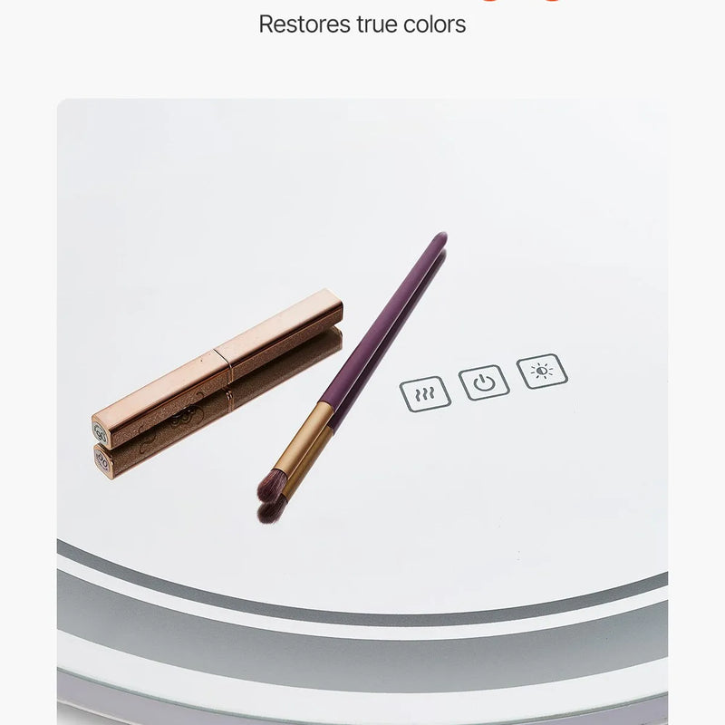 VEVOR LED vannas istabas spogulis, 60 cm apaļš LED sienas spogulis ar priekšējo un aizmugurējo apgaismojumu, pretaizsvīšanas funkciju un atmiņu, bezpakāpju 3 krāsu temperatūras regulējams apgaismojums