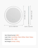 VEVOR LED vannas istabas spogulis, 60 cm apaļš LED sienas spogulis ar priekšējo un aizmugurējo apgaismojumu, pretaizsvīšanas funkciju un atmiņu, bezpakāpju 3 krāsu temperatūras regulējams apgaismojums