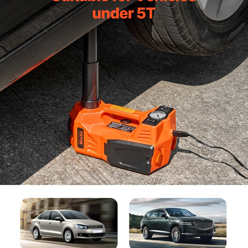 VEVOR Regulējams elektriskais automašīnas domkrats 5 tonnas, komplekts ar āmuru