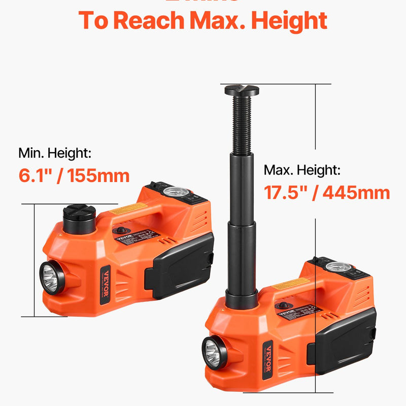 VEVOR Regulējams elektriskais automašīnas domkrats 5 tonnas, komplekts ar āmuru