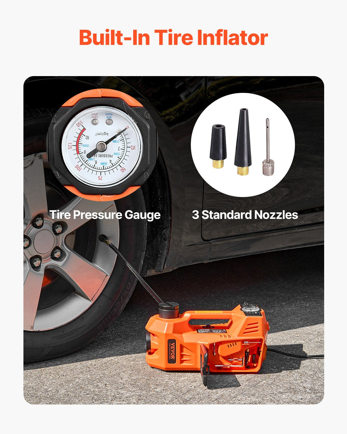 VEVOR Adjustable Electric Car Jack 5 Tonnes, Kit with Hammer