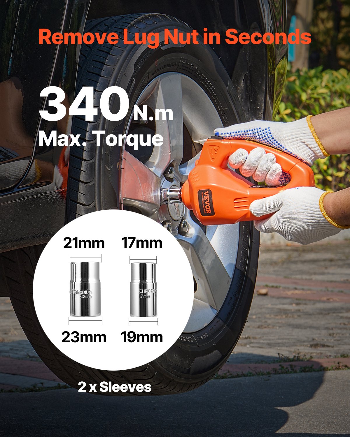 VEVOR Electric Car Jack 5 Tonnes, Kit with Electric Impact Wrench
