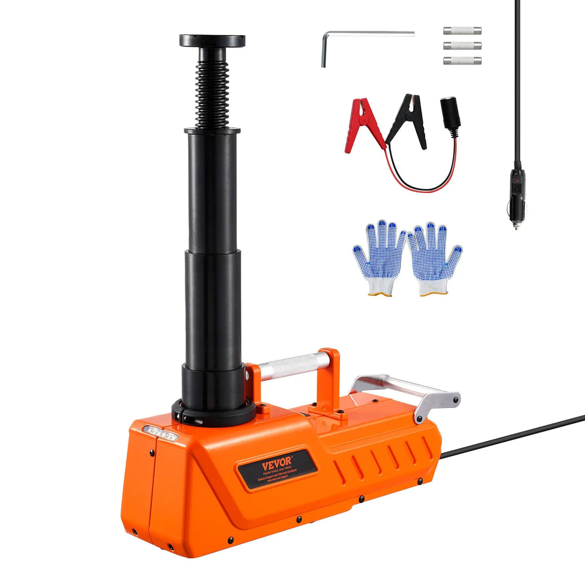 Electric car jack 15 t portable kit with LED lighting