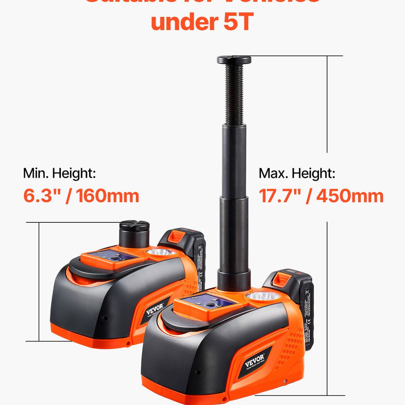 VEVOR Elektriskais automašīnas domkrats 5 tonnas Portatīvais komplekts ar tālvadības pulti