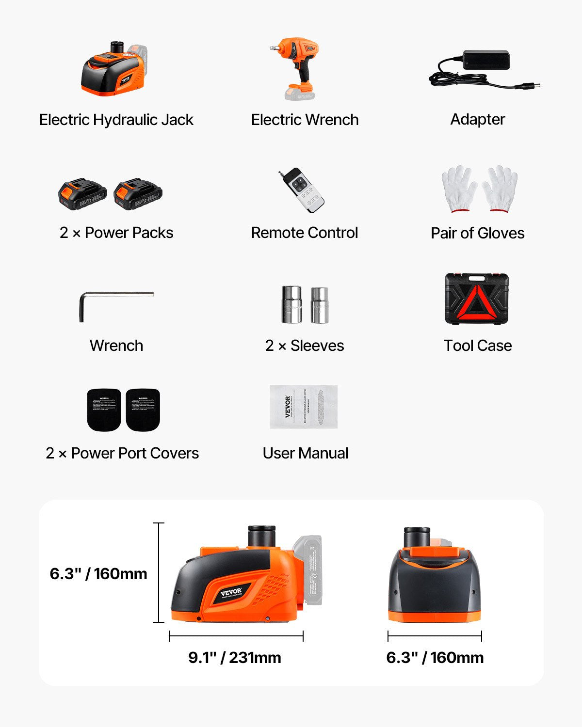 VEVOR Electric Car Jack 5 Tonne Portable Kit with Remote Control