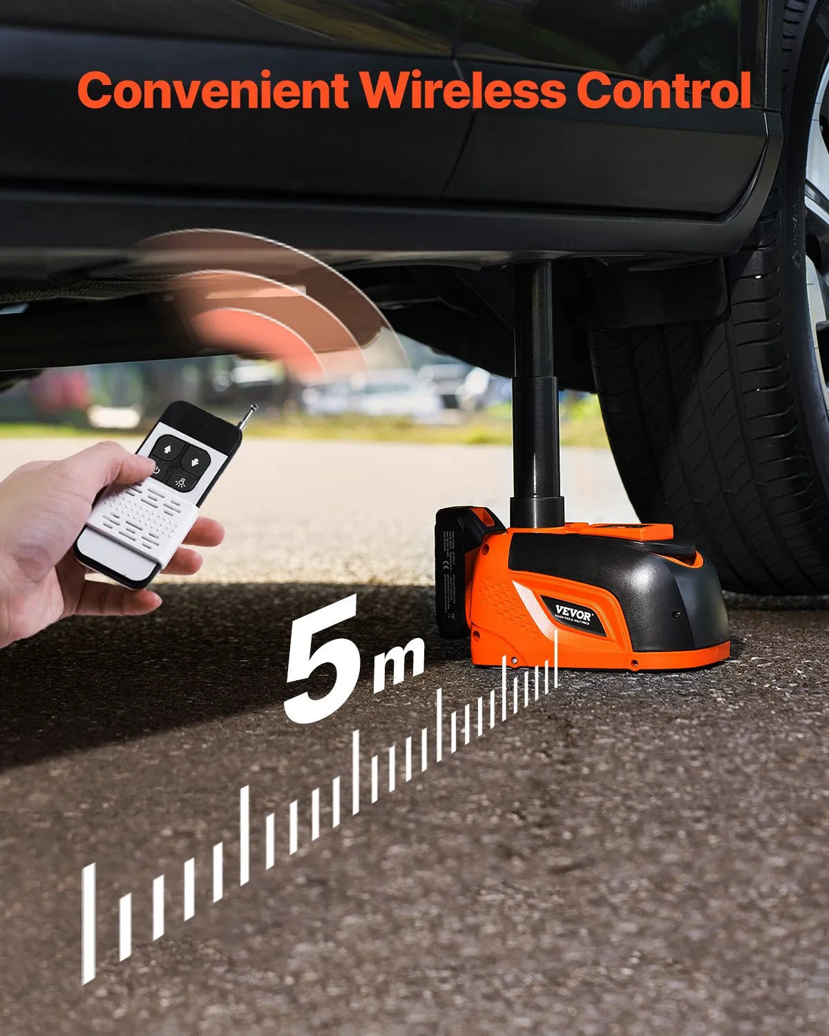 VEVOR Electric Car Jack, 5 Tonne, Adjustable Electric Scissor Jack with LED Light and Remote Control, Portable Kit for Sedans, SUVs and Trucks