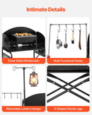 VEVOR kempinga virtuves galds, āra saliekamais alumīnija gatavošanas galds ar uzglabāšanas nodalījumu, noņemamu vēja aizsargu un pārnēsājamo somu, ātrai uzstādīšanai piknikos, BBQ, kempingos un ceļojumos ar kemperi, melns