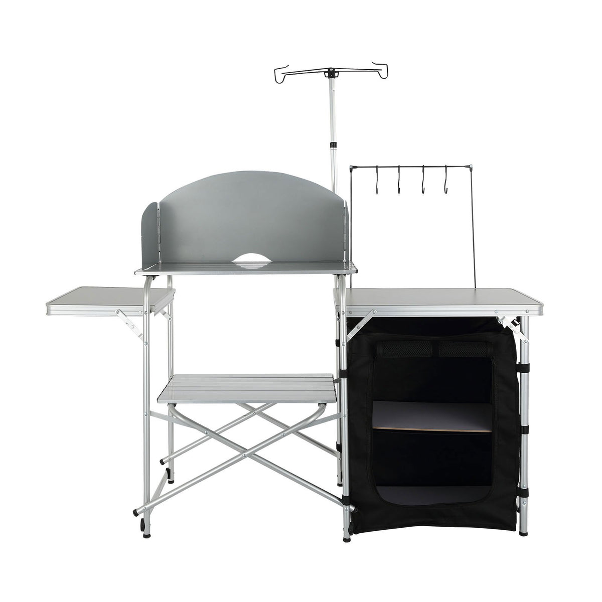 VEVOR Camping Kitchen Table – Foldable Portable Cooking Table with 1 Cabinet and Wind Shield