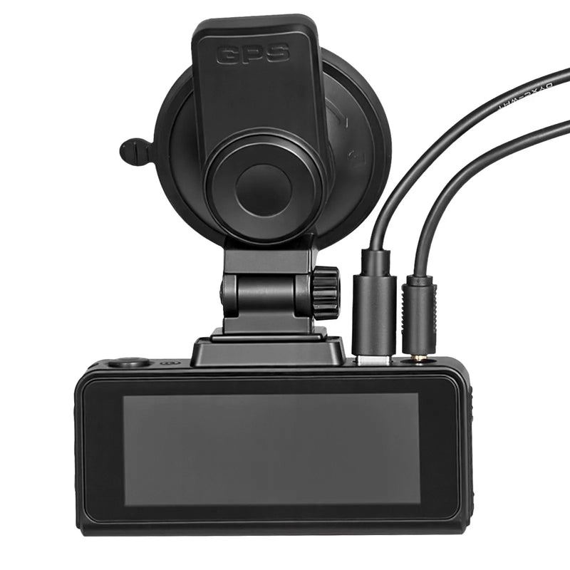 VEVOR auto videoreģistrators ar priekšējo un aizmugurējo kameru 4K + 1080p, 64 GB karte komplektā, dubultkanālu kamera ar GPS, G - sensoru, 129°/125° skata leņķi, 80,8 mm skārienekrānu, ciklisko ierakstu un stāvvietas režīmu - ZEMLETES.LV