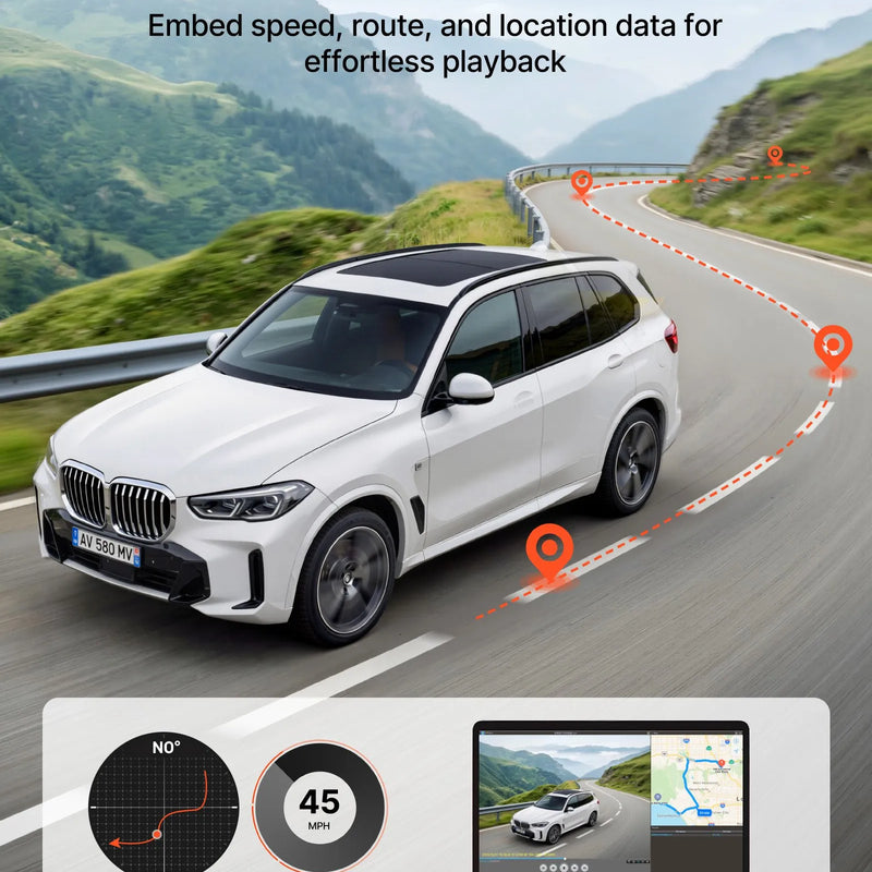 VEVOR auto videoreģistrators ar priekšējo un aizmugurējo kameru 4K + 1080p, 64 GB karte komplektā, dubultkanālu kamera ar GPS, G - sensoru, 129°/125° skata leņķi, 80,8 mm skārienekrānu, ciklisko ierakstu un stāvvietas režīmu - ZEMLETES.LV