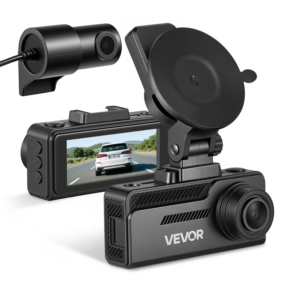 VEVOR auto videoreģistrators priekšējai un aizmugurējai kamerai 4K + 1080p, 32 GB karte komplektā, dubultkanālu kamera ar GPS, G - sensoru, 129°/125° skata leņķi, 80,8 mm ekrānu, ciklisko ierakstu un stāvvietas režīmu - ZEMLETES.LV