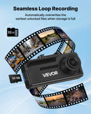 VEVOR auto videoreģistrators priekšējai un aizmugurējai kamerai 4K + 1080p, 32 GB karte komplektā, dubultkanālu kamera ar GPS, G - sensoru, 129°/125° skata leņķi, 80,8 mm ekrānu, ciklisko ierakstu un stāvvietas režīmu - ZEMLETES.LV