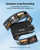 VEVOR auto videoreģistrators ar priekšējo un aizmugurējo kameru 4K + 1080p, WiFi lietotnes vadība, dubultkanālu kamera ar GPS, G - sensoru, 123°/125° skata leņķi, 76,2 mm ekrānu, ciklisko ierakstu un stāvvietas režīmu - ZEMLETES.LV