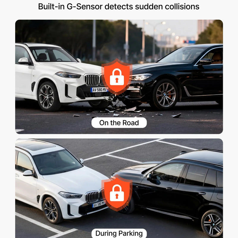 VEVOR auto videoreģistrators ar priekšējo un aizmugurējo kameru 4K + 1080p, WiFi lietotnes vadība, dubultkanālu kamera ar GPS, G - sensoru, 123°/125° skata leņķi, 76,2 mm ekrānu, ciklisko ierakstu un stāvvietas režīmu - ZEMLETES.LV