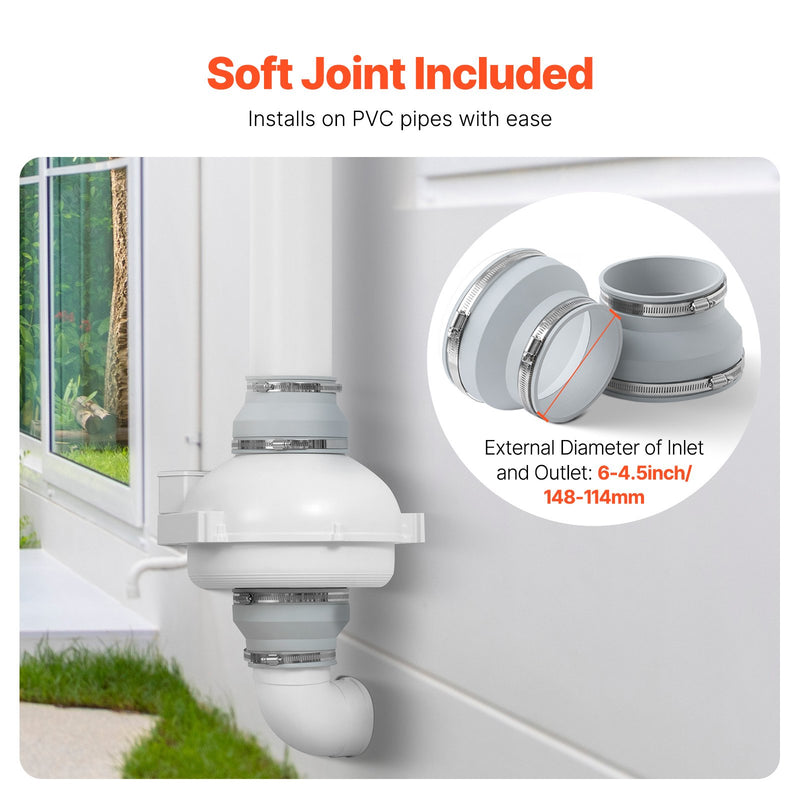 VEVOR 100-114 mm radona samazināšanas ventilaatorid, kluss, 645 m³/h, ūdensizturīgs