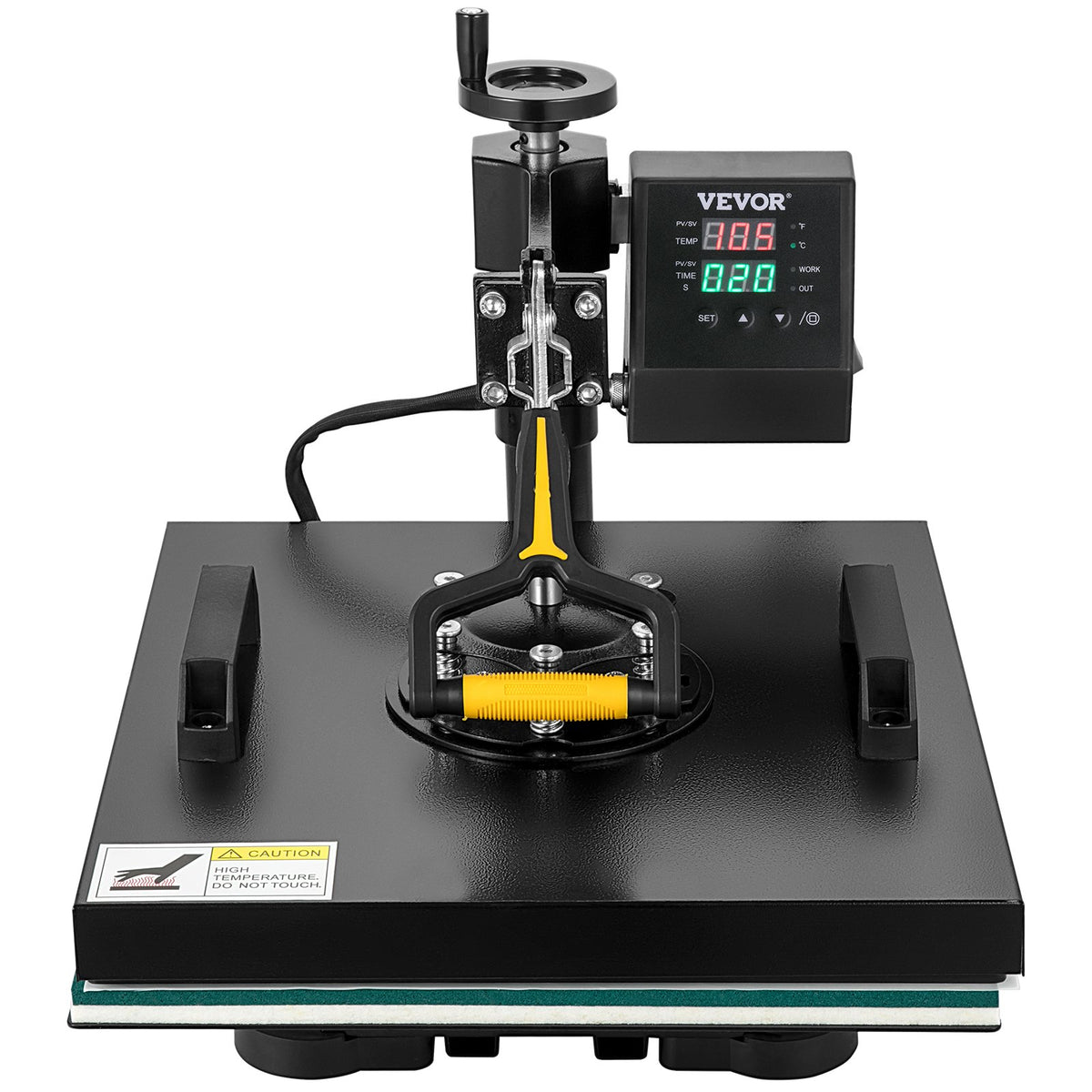 VEVOR Heat Press 38 × 38 cm 2-in-1 with Teflon Coating and Digital Control, for T-Shirts and Caps