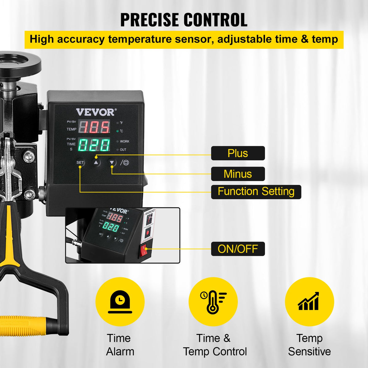 VEVOR Heat Press 38 × 38 cm 2-in-1 with Teflon Coating and Digital Control, for T-Shirts and Caps
