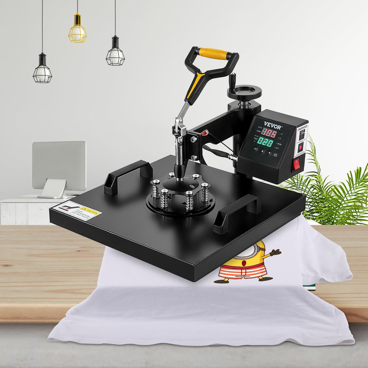 VEVOR Heat Press 38 × 38 cm 2-in-1 with Teflon Coating and Digital Control, for T-Shirts and Caps