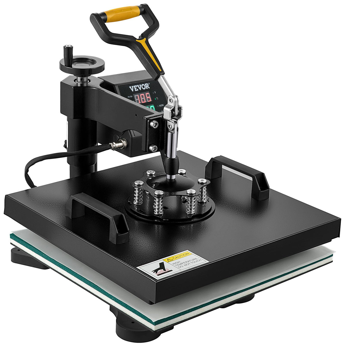 VEVOR Heat Press 38 × 38 cm 2-in-1 with Teflon Coating and Digital Control, for T-Shirts and Caps