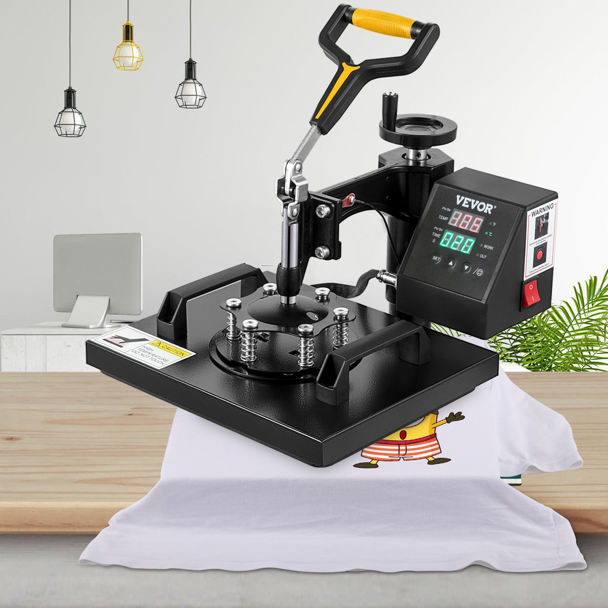 VEVOR termoprese 25 × 30 cm 2-in-1, 650 W, ar teflona pārklājumu un digitālo displeju
