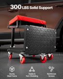 VEVOR mehāniķa rullkrēsls, 136 kg celtspēja, grozāms 360° darbnīcas sēdeklis ar riteņiem un instrumentu paliktni, piemērots garāžām, darbnīcām un auto remontam, melns