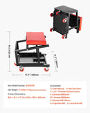 VEVOR mehāniķa rullkrēsls, 136 kg celtspēja, grozāms 360° darbnīcas sēdeklis ar riteņiem un instrumentu paliktni, piemērots garāžām, darbnīcām un auto remontam, melns
