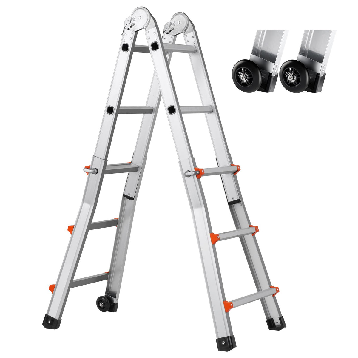 VEVOR Telescopic A-Frame Ladder, 2.9 m, Extendable, Multi-Purpose for Home Tasks, 150 kg Load Capacity