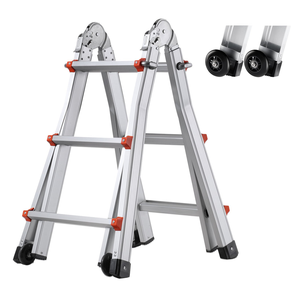 VEVOR Telescopic A-Frame Ladder, 3 m, Extendable, Multi-Purpose for Home Tasks, 150 kg Load Capacity