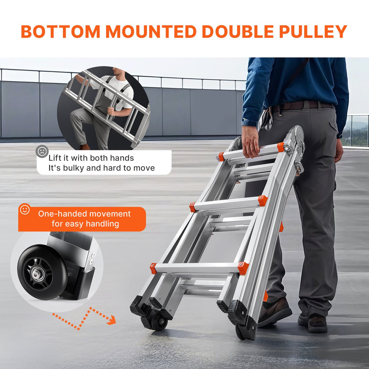VEVOR Telescopic A-Frame Ladder, 3 m, Extendable, Multi-Purpose for Home Tasks, 150 kg Load Capacity