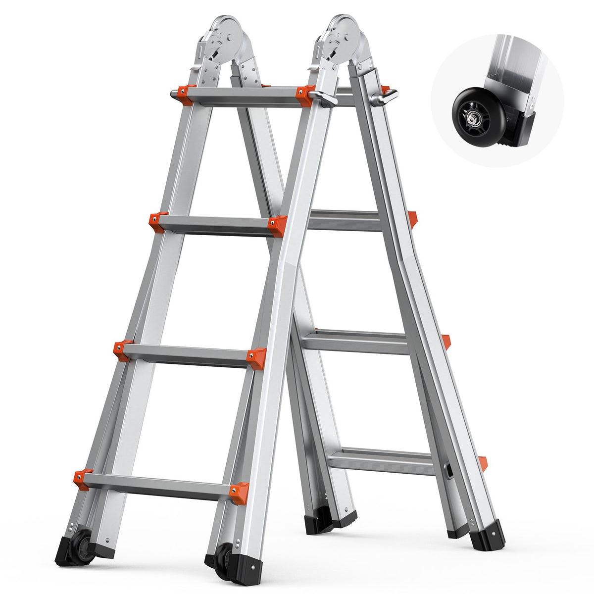 VEVOR Telescopic A-Frame Ladder, 4 m, Extendable, Multi-Purpose for Home Tasks, 150 kg Load Capacity