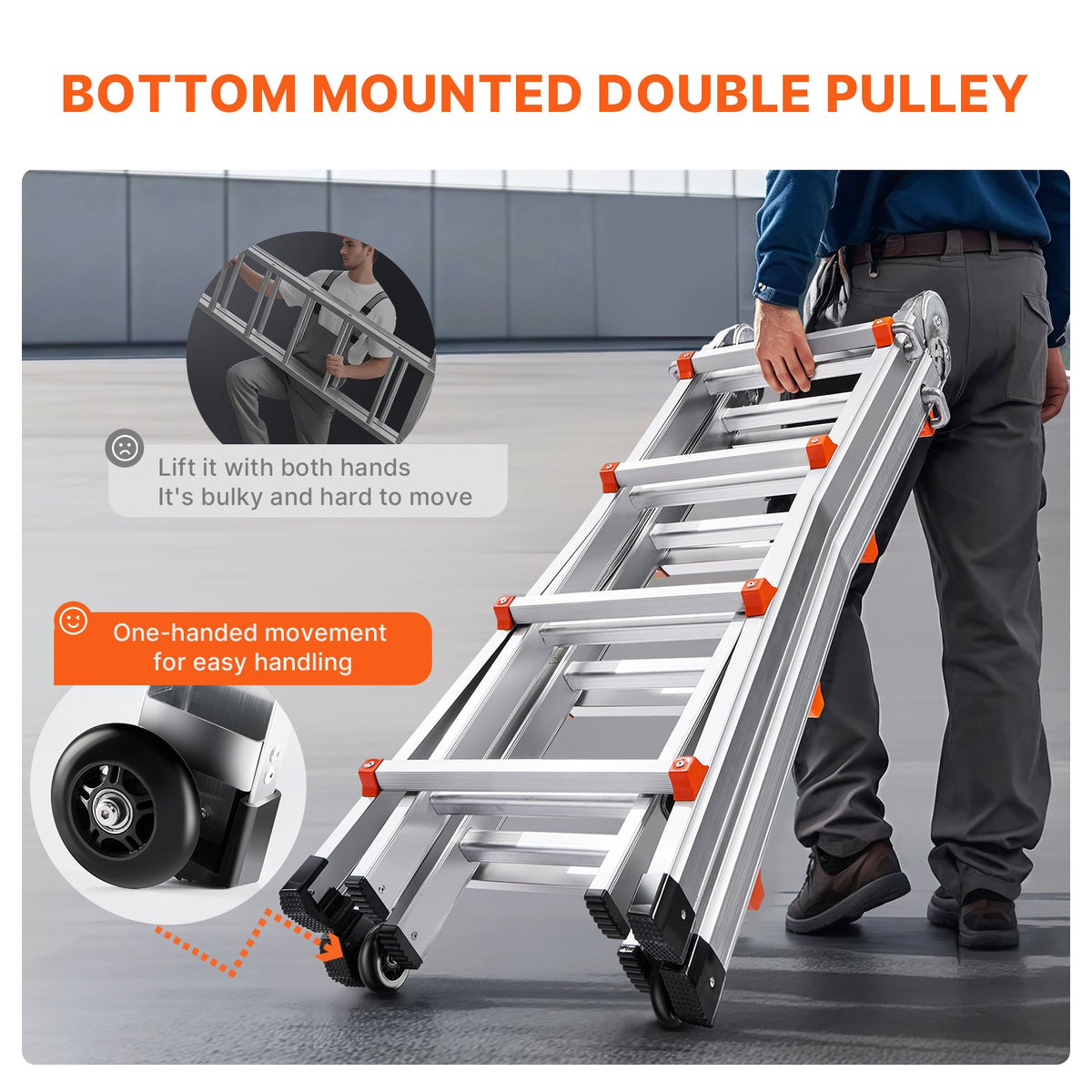 VEVOR Telescopic A-Frame Ladder, 4 m, Extendable, Multi-Purpose for Home Tasks, 150 kg Load Capacity
