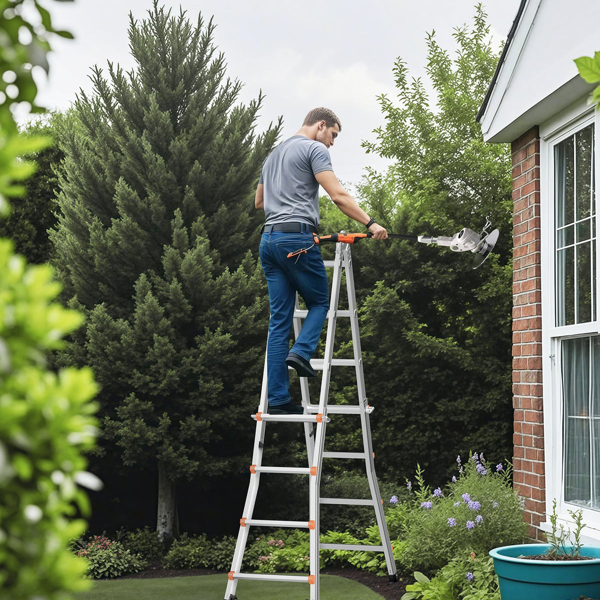 VEVOR Telescopic A-Frame Ladder, 4 m, Extendable, Multi-Purpose for Home Tasks, 150 kg Load Capacity