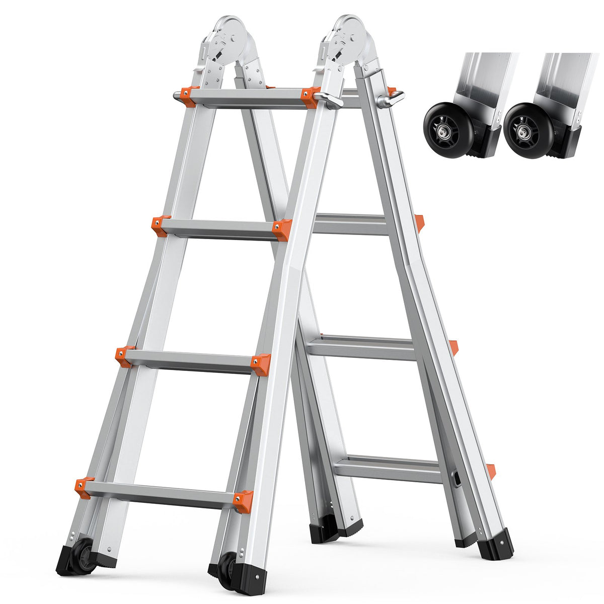 VEVOR Telescopic A-Frame Ladder, 4.6 m, Extendable, Multi-Purpose for Home Tasks, 150 kg Load Capacity