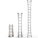 VEVOR teleskopiskās kāpnes A-veida, 4,6 m, izbīdāmas, daudzfunkcionālas mājas darbiem, 150 kg slodze
