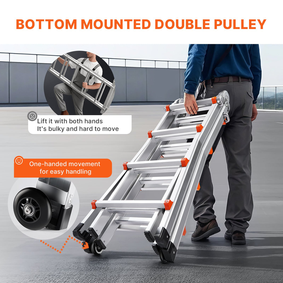 VEVOR Telescopic A-Frame Ladder, 4.6 m, Extendable, Multi-Purpose for Home Tasks, 150 kg Load Capacity