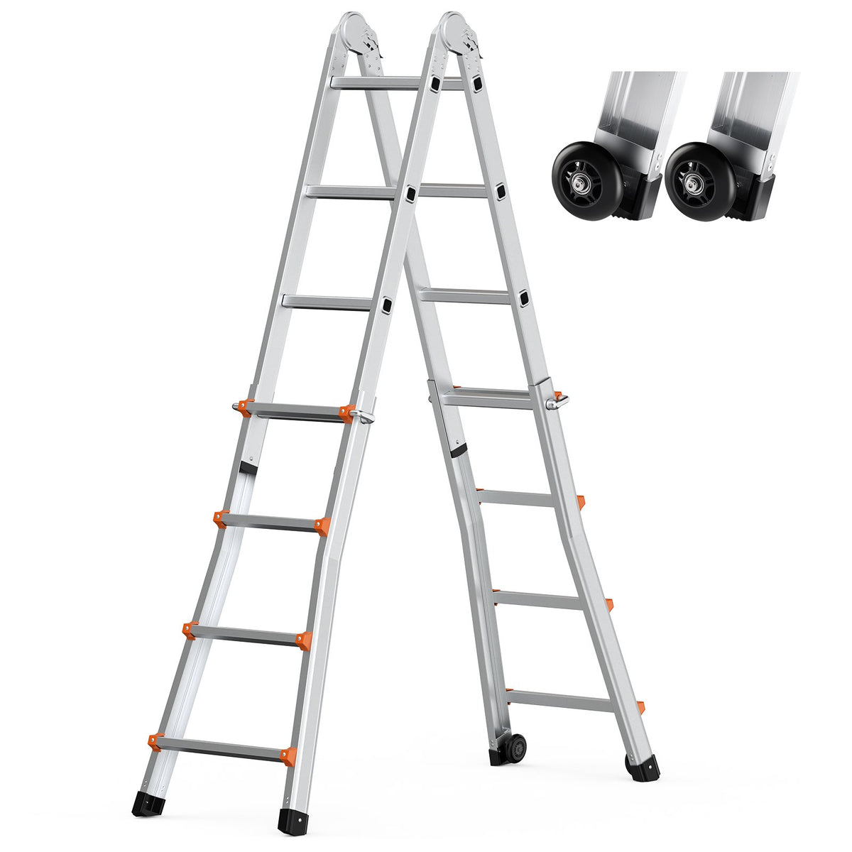 VEVOR Telescopic A-Frame Ladder, 4.6 m, Extendable, Multi-Purpose for Home Tasks, 150 kg Load Capacity