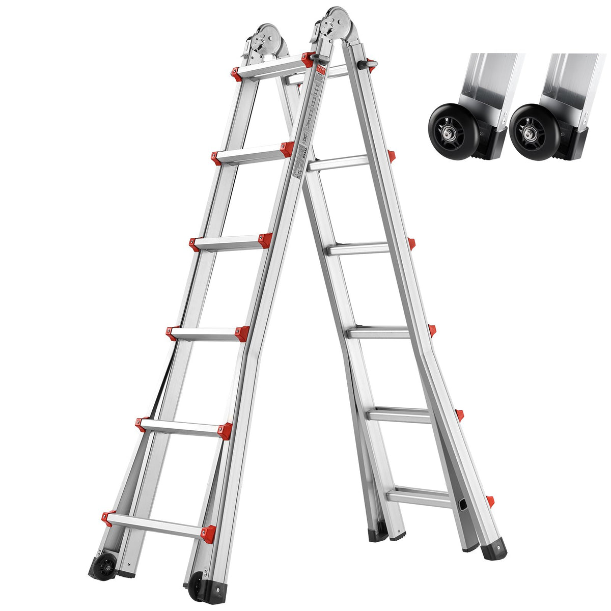 VEVOR Telescopic A-Frame Ladder, 6 m, Extendable, Multi-Purpose for Home Tasks, 150 kg Load Capacity
