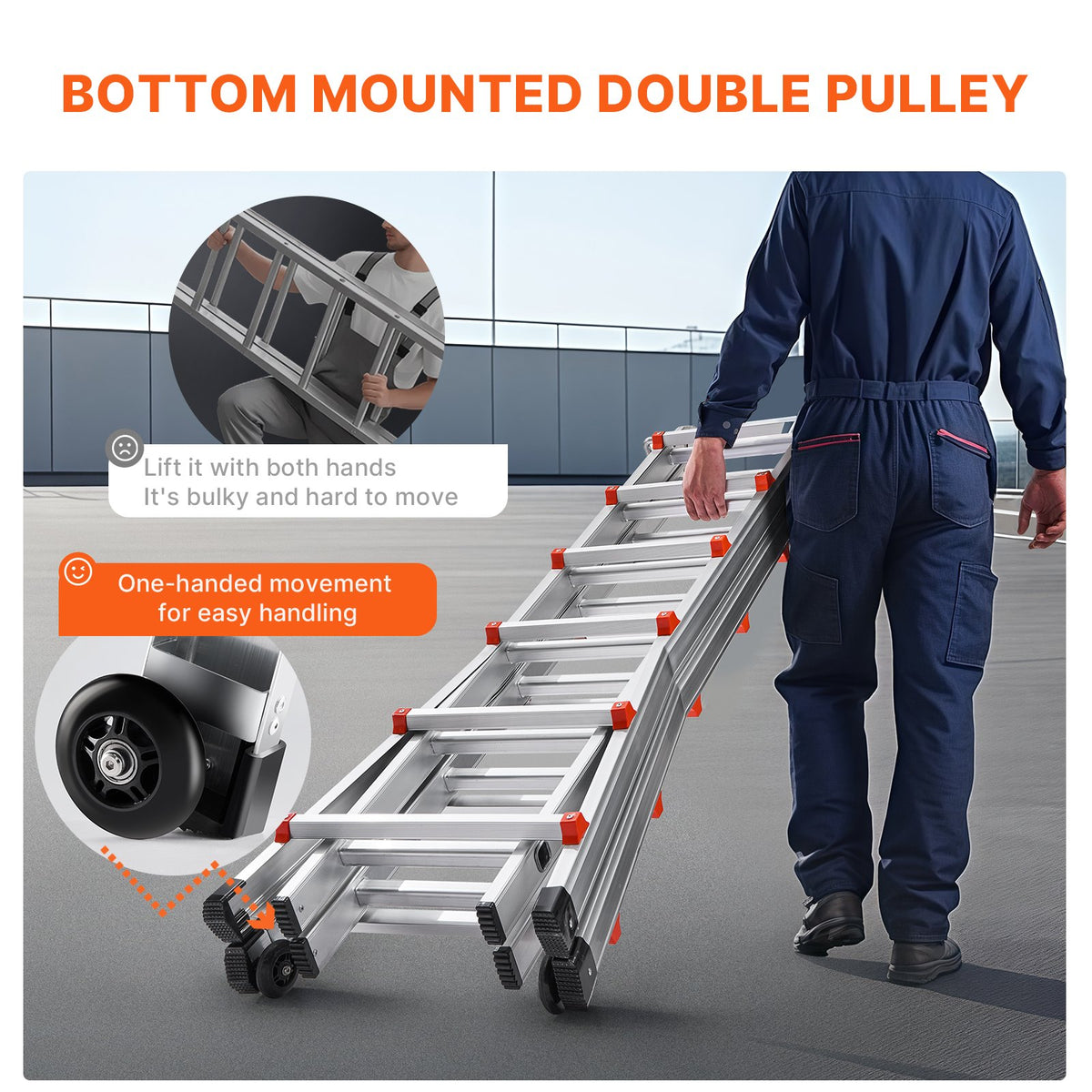 VEVOR Telescopic A-Frame Ladder, 6 m, Extendable, Multi-Purpose for Home Tasks, 150 kg Load Capacity