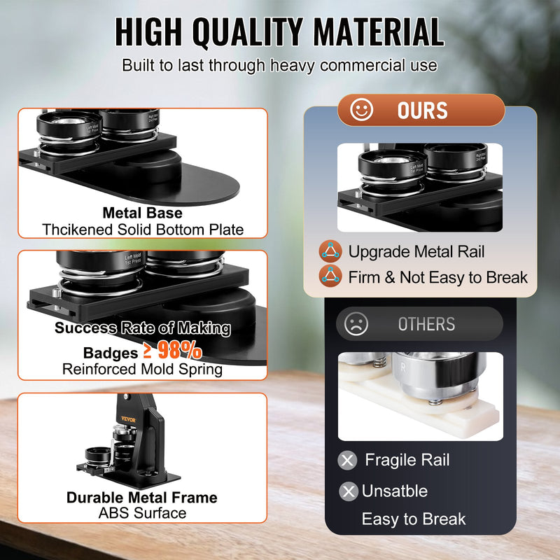 VEVOR 2-in-1 Pogu Izgatavošanas Mašīna – Daudzfunkcionāls Žetonu Preses Komplekts (32 mm + 58 mm)