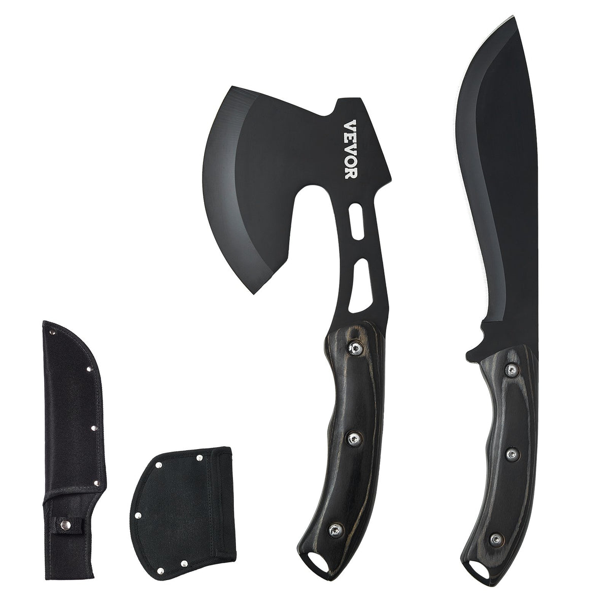 VEVOR Hunting Knife and Axe Set with Sheath, Fixed Blade Tactical Knife and Camping Axe, Stainless Steel Survival Gear for Outdoor Activities