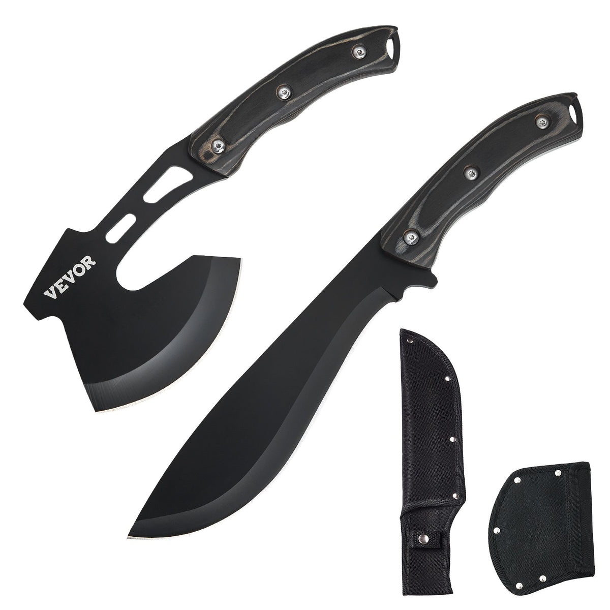 VEVOR Hunting Knife and Axe Set with Sheath, Fixed Blade Tactical Knife and Camping Axe, Stainless Steel Survival Gear for Outdoor Activities