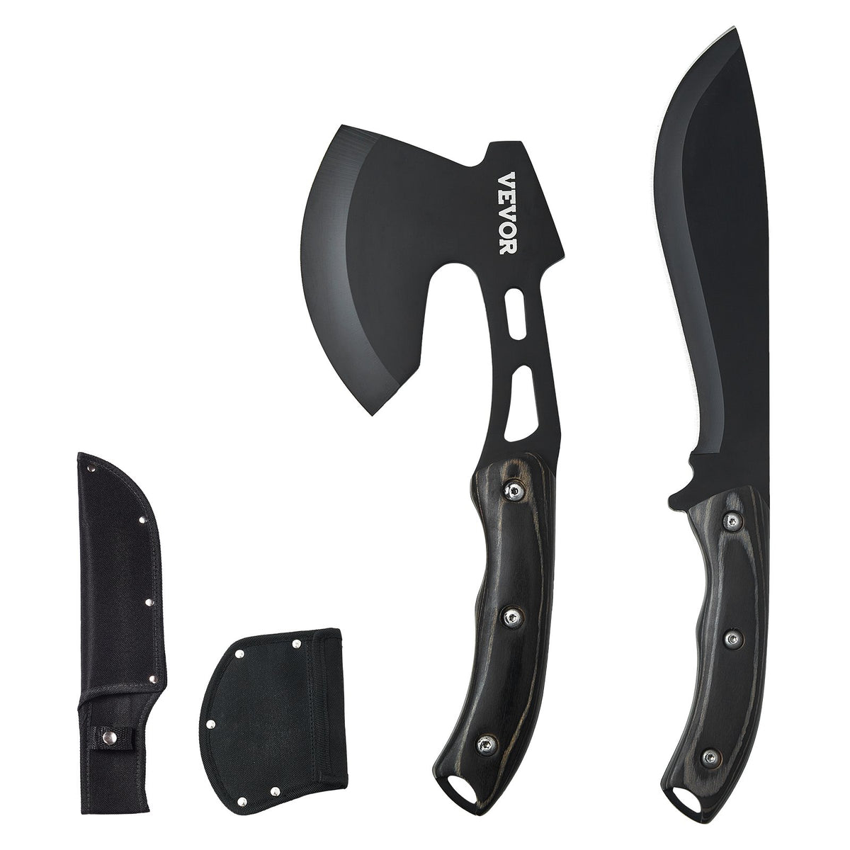 VEVOR Hunting Knife and Axe Set with Sheath, Fixed Blade Tactical Knife and Camping Axe, Stainless Steel Survival Gear for Outdoor Activities