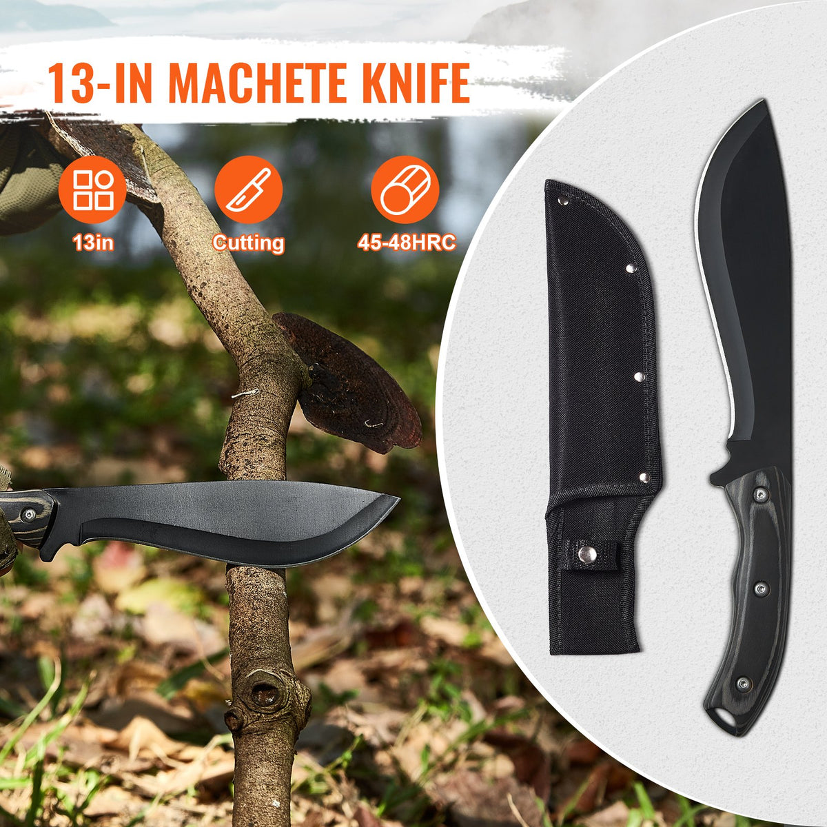 VEVOR Hunting Knife and Axe Set with Sheath, Fixed Blade Tactical Knife and Camping Axe, Stainless Steel Survival Gear for Outdoor Activities