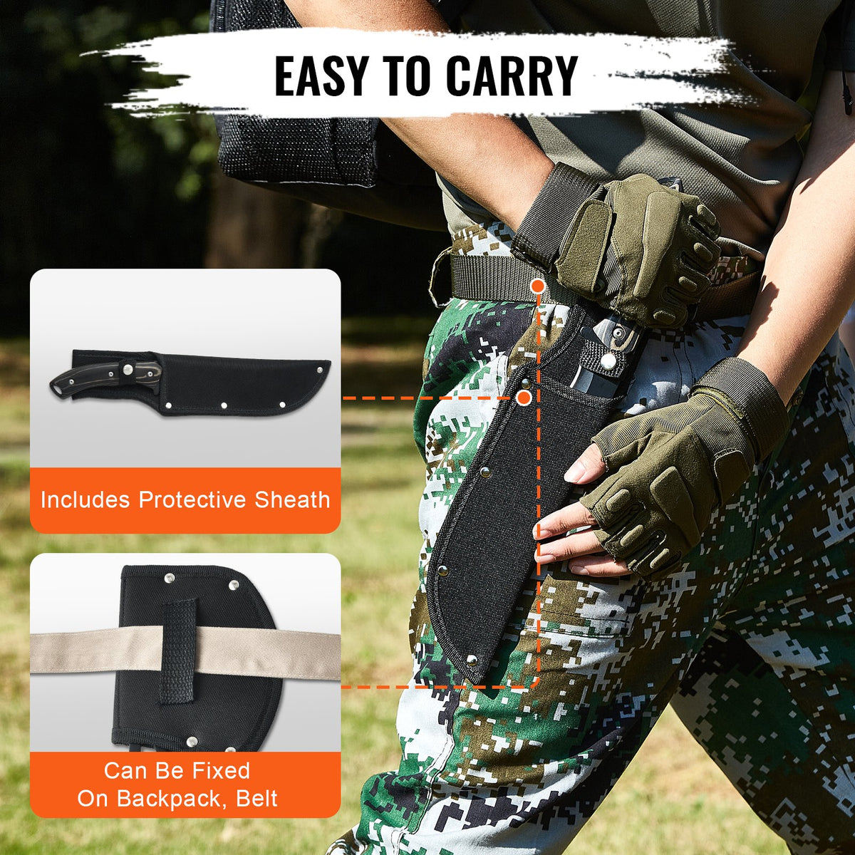 VEVOR Hunting Knife and Axe Set with Sheath, Fixed Blade Tactical Knife and Camping Axe, Stainless Steel Survival Gear for Outdoor Activities